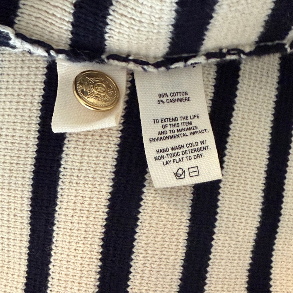Alex Mill Women's Navy and Cream Striped Cardigan - Picture 8 of 9